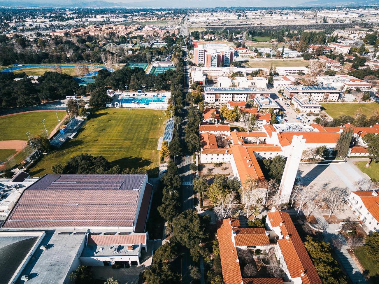 aerial view of Pomona College campus